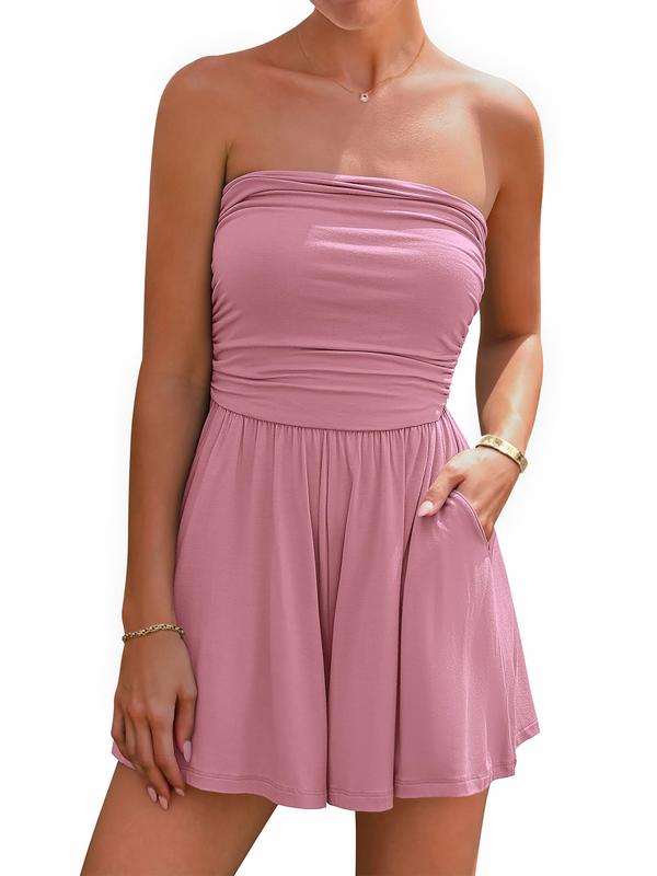 Gleamify Breeze Strapless Tube Romper with Pockets