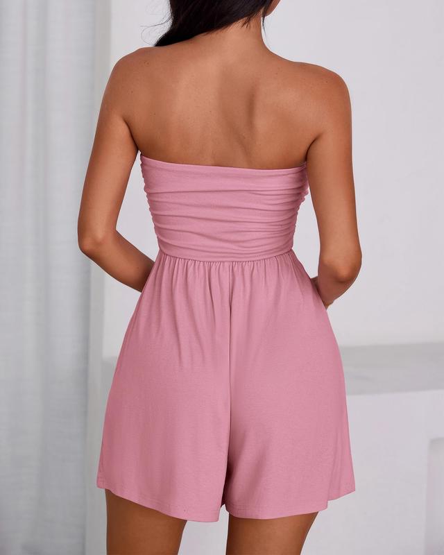 Gleamify Breeze Strapless Tube Romper with Pockets