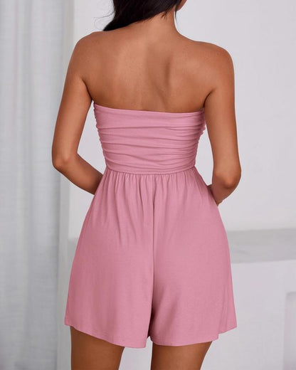 Gleamify Breeze Strapless Tube Romper with Pockets